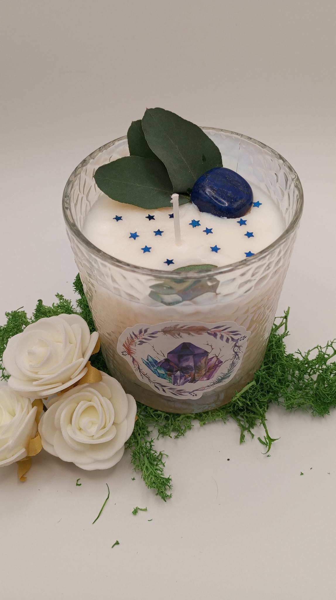 Bougies avec pierres naturelles (~9.5cm)