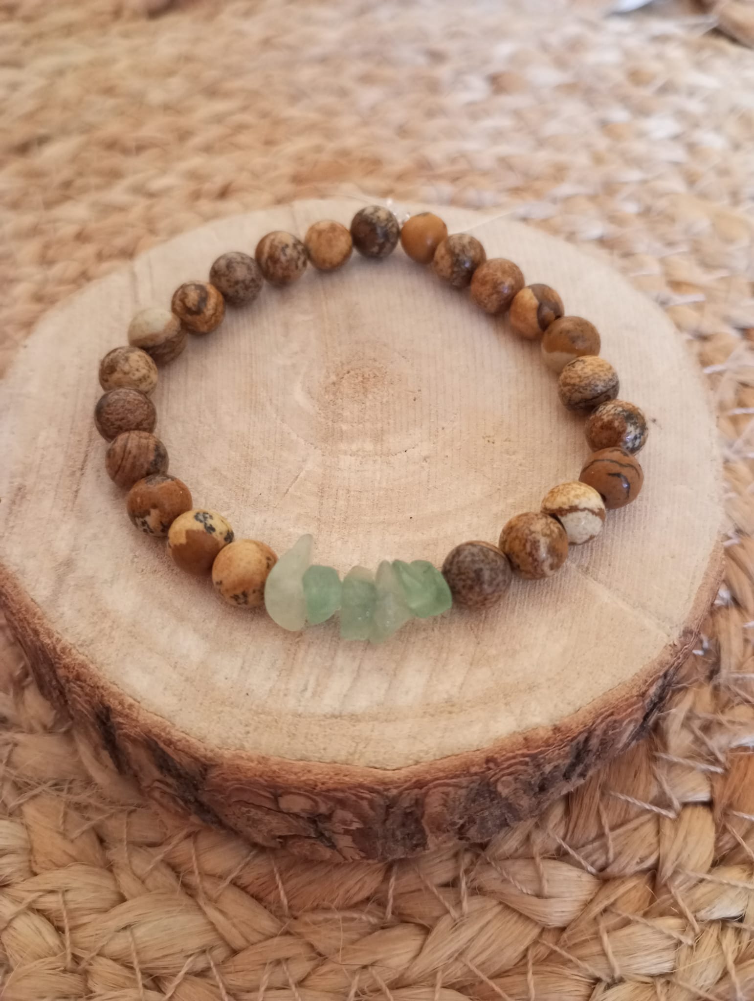 Bracelet Jaspe paysage et chips d'Aventurine