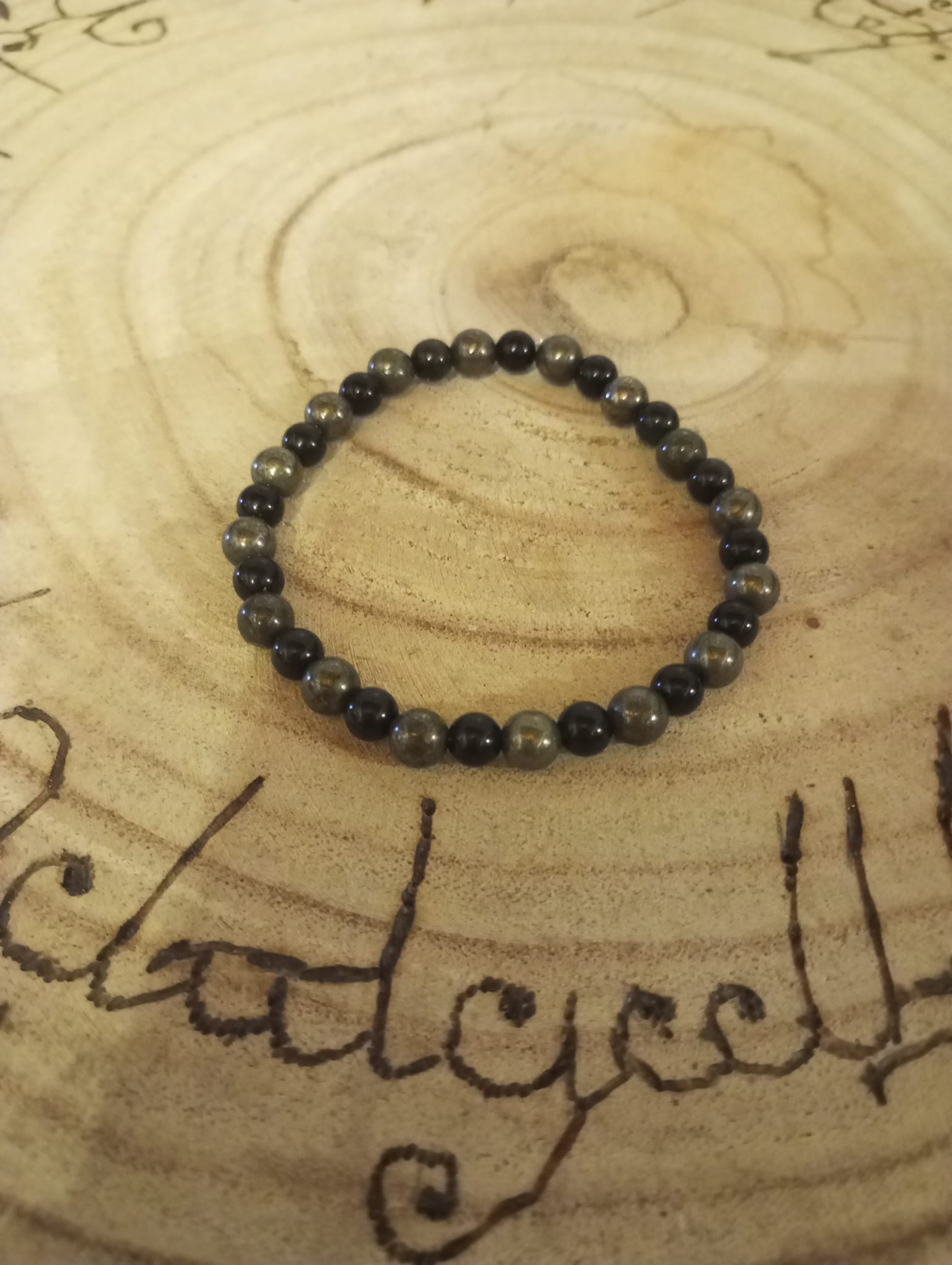 Bracelet Pyrite et Obsidienne oeil céleste