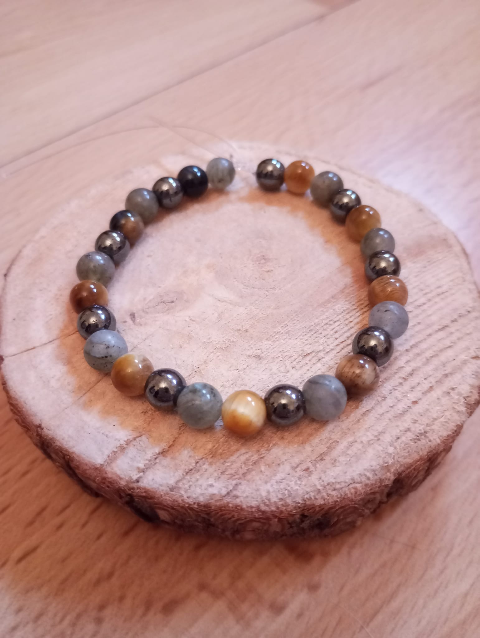 Bracelet Oeil de tigre, Hématite et Labradorite