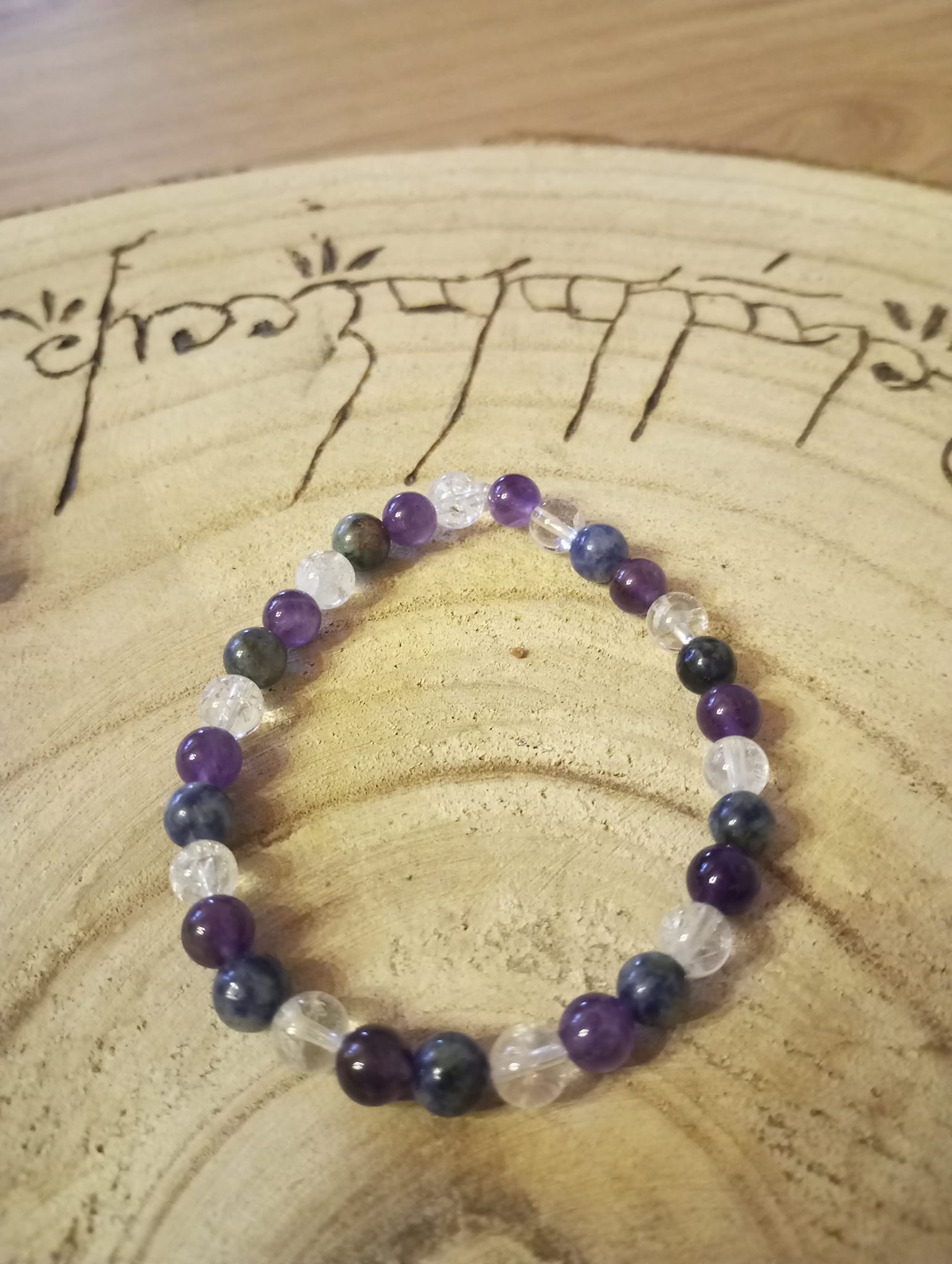 Bracelet Sodalite, Améthyste, Cristal de roche 