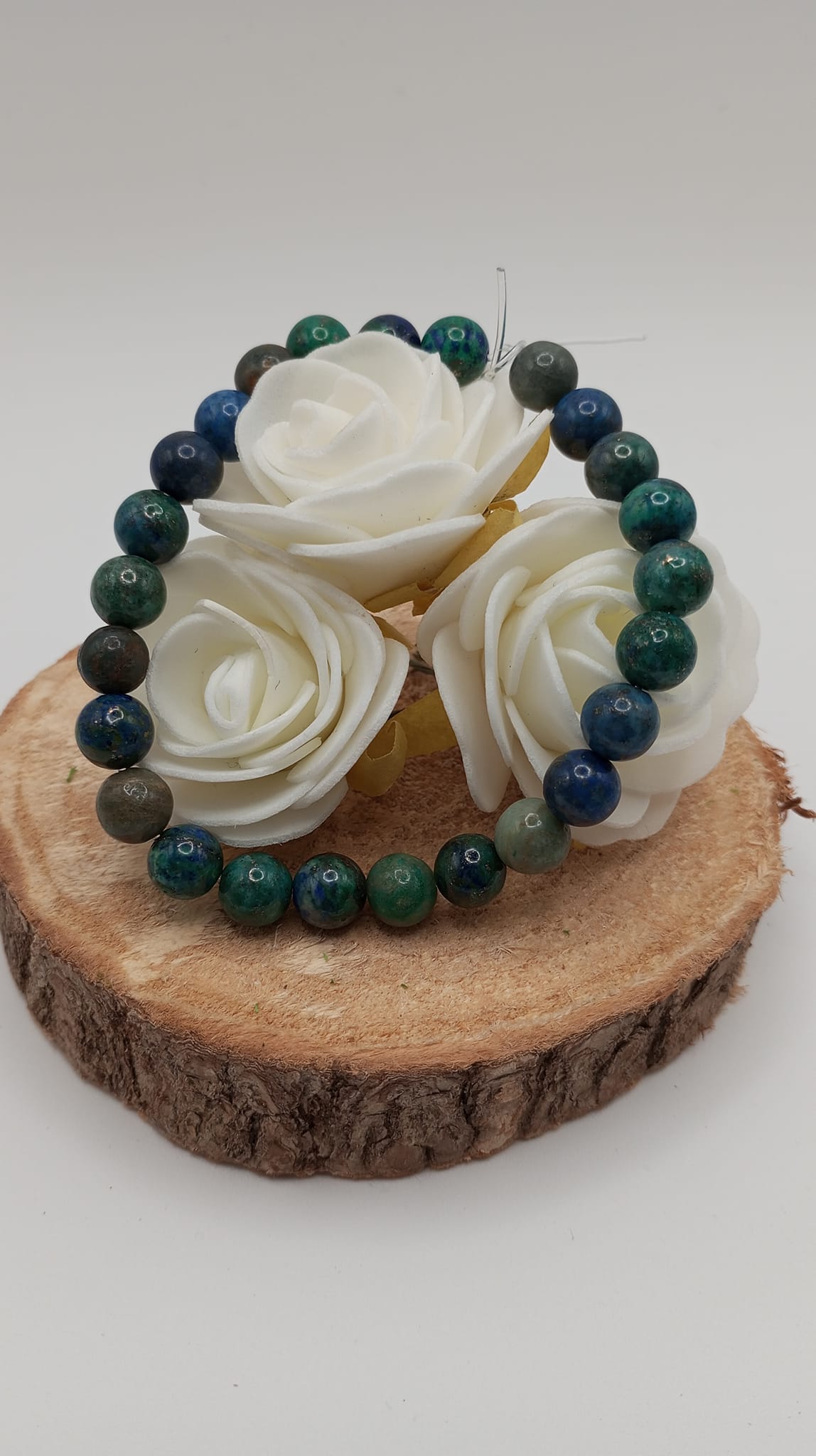 Bracelet chrysocolle et lapis lazuli 8mm 