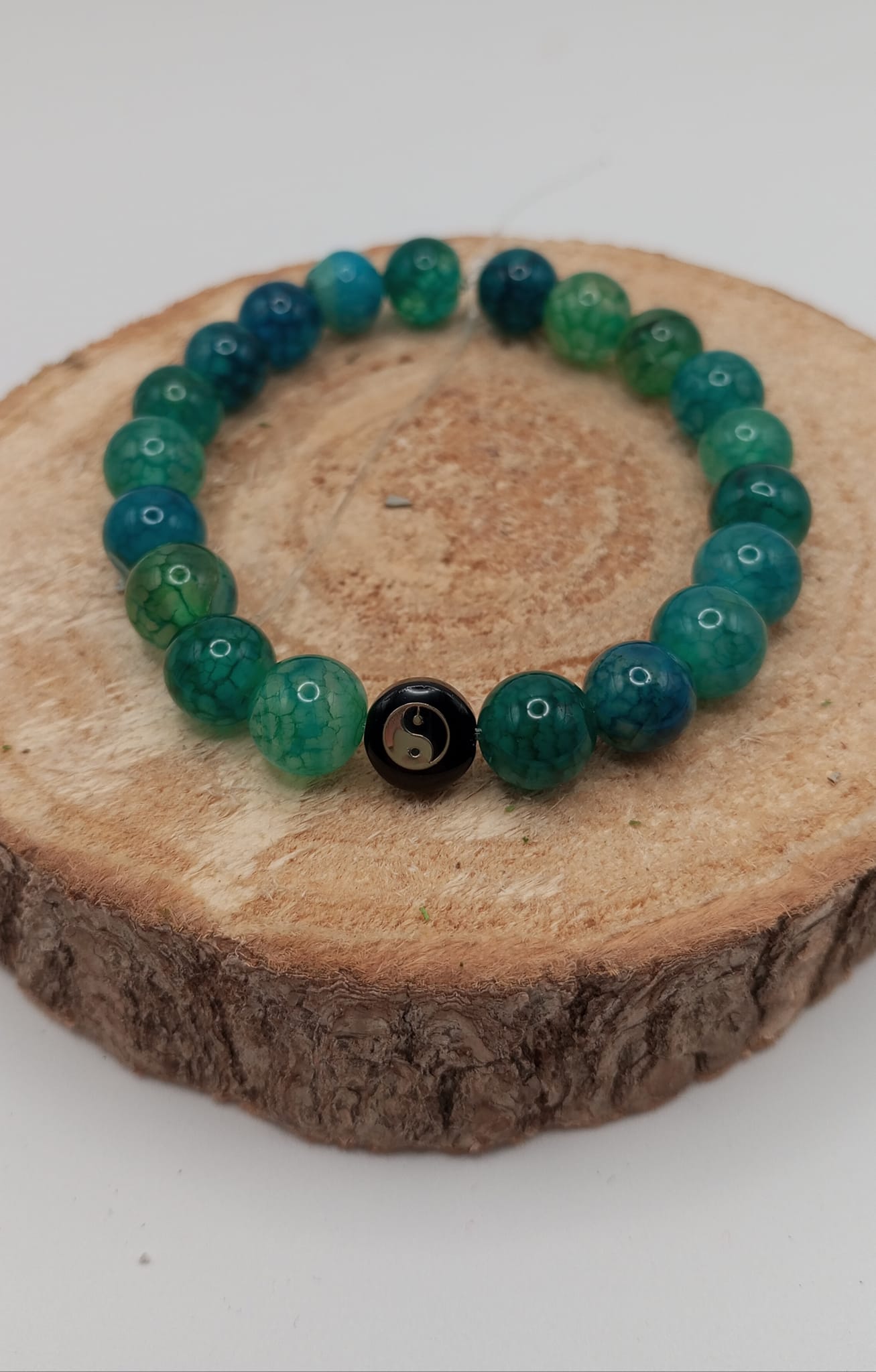 Bracelet Agathe veine de dragon verte 8mm 